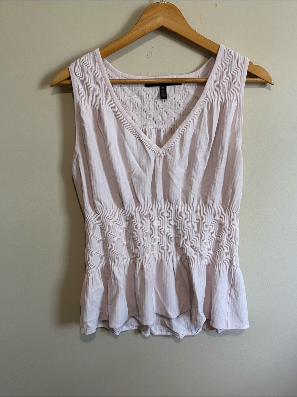 White House Black Market Pale Pink Sleeveless Cottagecore Peplum Blouse M